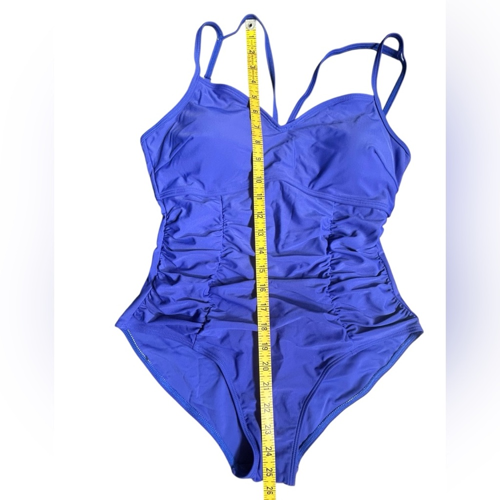 GRACE KARIN blue one piece ruched middle tummy control swimsuit size M NWT - Picture 6 of 6